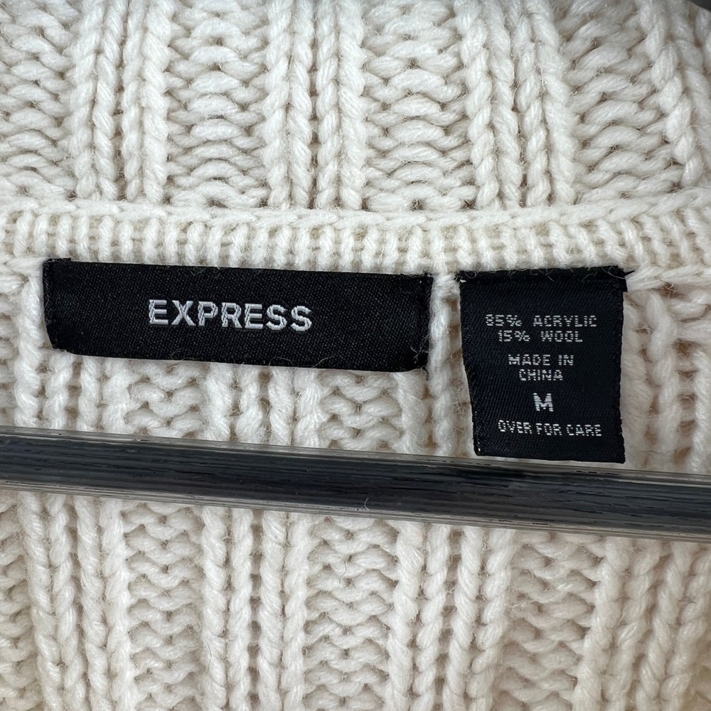 Express Beige Ribbed Knit Button Front Cardigan S… - image 5